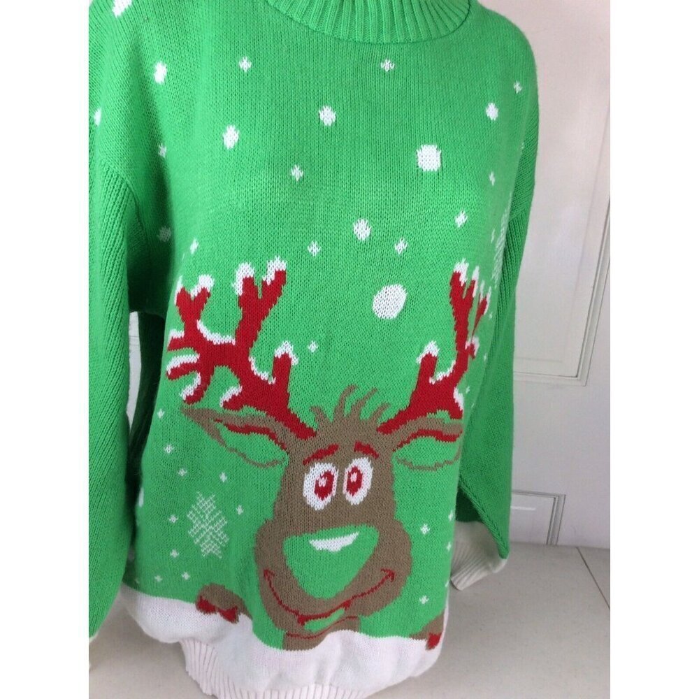 IQ Collection Ugly Christmas Sweater Reindeer Womens Medium - Picture 2 of 5